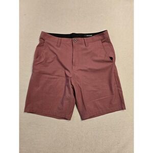 Volcom Mens Hybrid Walk Shorts Size 34 Burgundy Heather Quick Dry Board Shorts